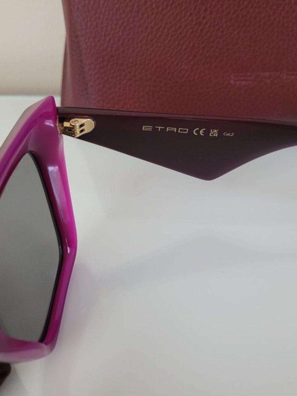 ETRO Tailoring Burgundy Oversized Sunglasses w/ Case Made in Italy - Picture 7 of 7
